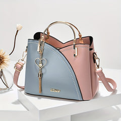 Korean Style Color Block Bucket Bag — Large Capacity Shoulder, Crossbody & Handheld Women's Bag