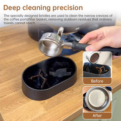 Coffee Portafilter Cleaning Kit - Machine Brush & Stand Set for Espresso, Wine Barrel, Bar & Stainless Steel Kitchen Tools