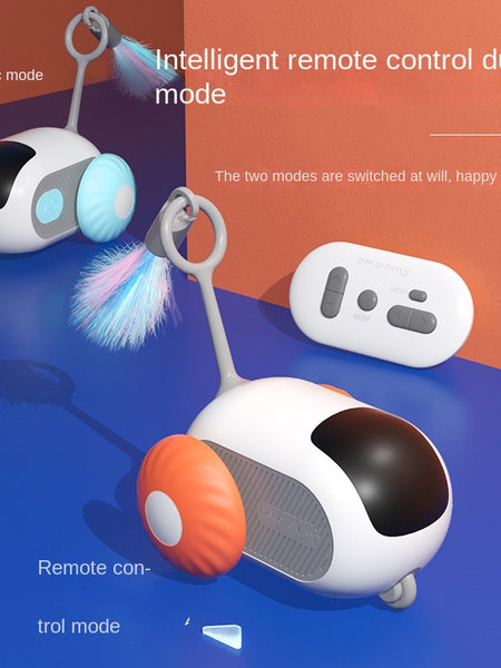 Pet Attraction Running Car Smart Toy Teaser Wand Feather Toy Autonomous Driving Mode