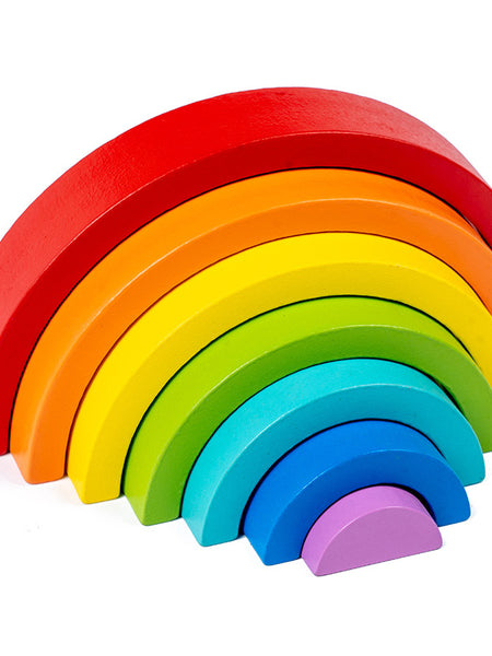 Wooden Rainbow Building Blocks for Children's Intellectual Development and Color Recognition Educational Toy