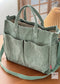 Autumn Winter Multi-Pocket Thick Corduroy Simple Commuter Tote Student Leisure Literary Handbag Shoulder Bag