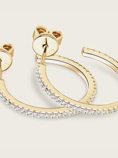 Inlaid Moissanite 925 Sterling Silver C-Hoop Earrings