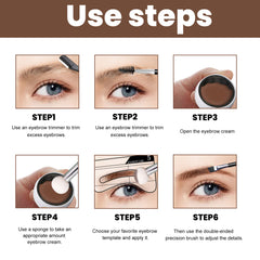 EELHOE Perfect Brow Stencil Kit, Waterproof Smooth Easy Color No Smudge No Makeup Natural Three-Dimensional Eyebrow Cream