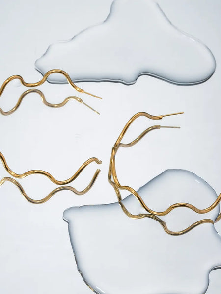 Stainless Steel Wave Shape C-Hoop Earrings