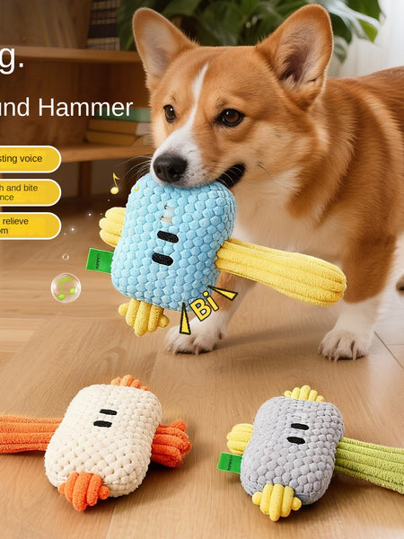 Dog Hammer Toy Self-Entertainment Durable Chew Rope Knot with Sound for Small Dogs, Golden Retriever, Teddy Pet Supplies