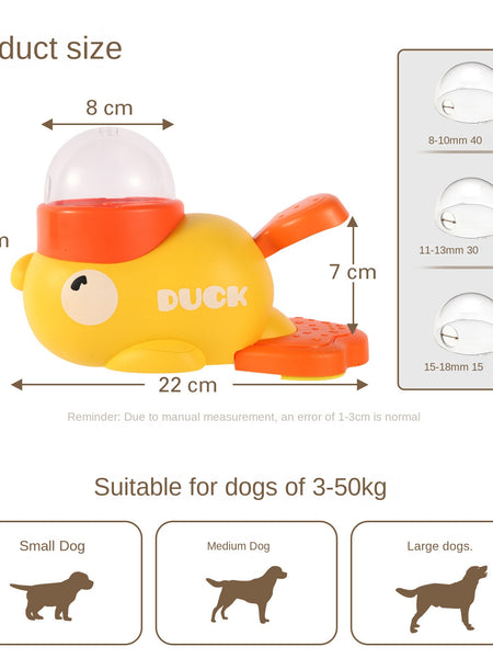 Pet Dog Automatic Feeder Cat Self-Entertainment Toy Snack Freeze-Dried Food Dispenser Yellow Duck Cat Treat Dispensing Toy