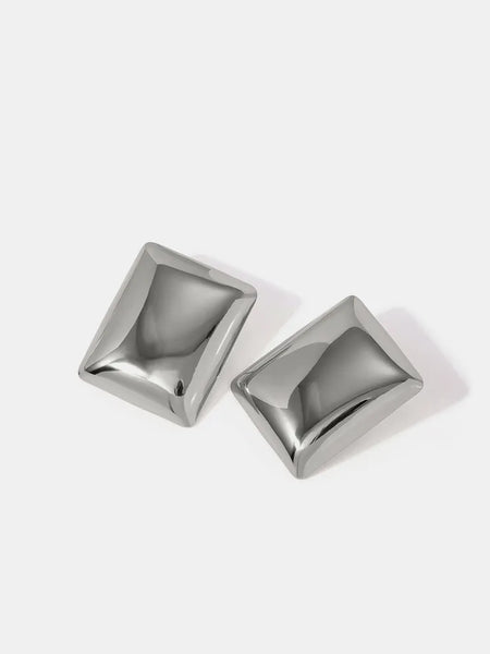 Stainless Steel Rectangular Stud Earrings