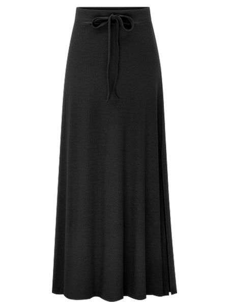 Large size women's fashionable knitted midi skirt weighing 200 pounds, high waist, mid length, slit A-line skirt, elastic over the knee