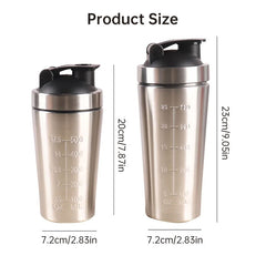 Stainless Steel Protein Shaker Bottle with Mixing Ball - Leak-Proof Gym & Sports Portable Shaker Cup
