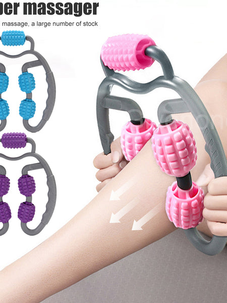 U Shape Trigger Point Massage Roller Full Body Massage Tool Arm Leg Neck Muscle Massager 4 Wheels Fitness Device For Sports