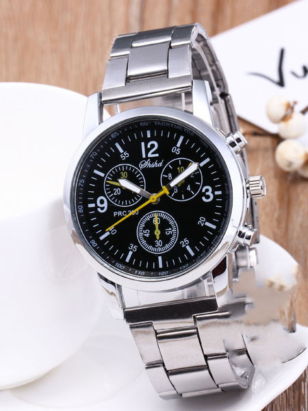 Three Eyes Six Needles Steel Band Watch Men's Watch Gift Quartz Hand