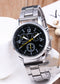 Three Eyes Six Needles Steel Band Watch Men's Watch Gift Quartz Hand