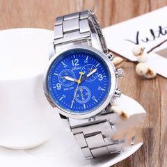 Three Eyes Six Needles Steel Band Watch Men's Watch Gift Quartz Hand