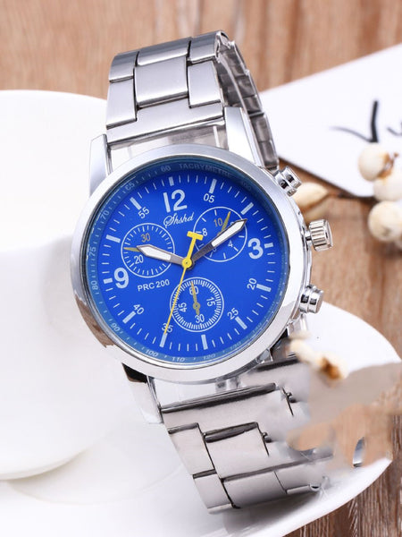 Three Eyes Six Needles Steel Band Watch Men's Watch Gift Quartz Hand