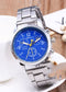Three Eyes Six Needles Steel Band Watch Men's Watch Gift Quartz Hand