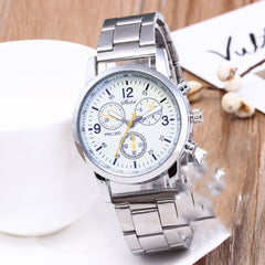 Three Eyes Six Needles Steel Band Watch Men's Watch Gift Quartz Hand