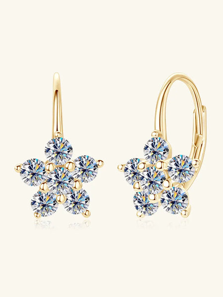 1.2 Carat 925 Sterling Silver Moissanite Flower Huggie Earrings