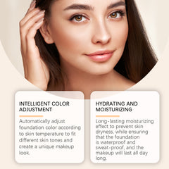 Jaysuing Warm Change Liquid Foundation, Moisturizing Natural Concealer Long Lasting Moisture Without Dehydrating Makeup Bright Warm Change Liquid Foundation