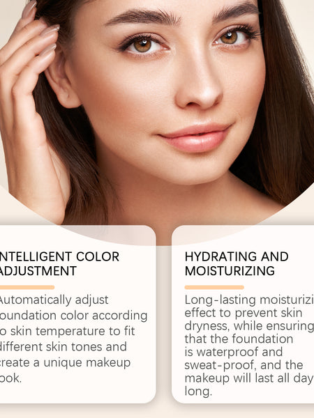 Jaysuing Warm Change Liquid Foundation, Moisturizing Natural Concealer Long Lasting Moisture Without Dehydrating Makeup Bright Warm Change Liquid Foundation