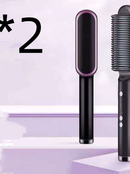 New 2 In 1 Hair Straightener Hot Comb Negative Ion Curling Tong Dual-purpose Electric Hair Brush
