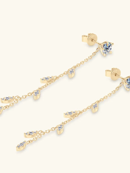 1.38 Carat Moissanite 925 Sterling Silver Leaf Earrings