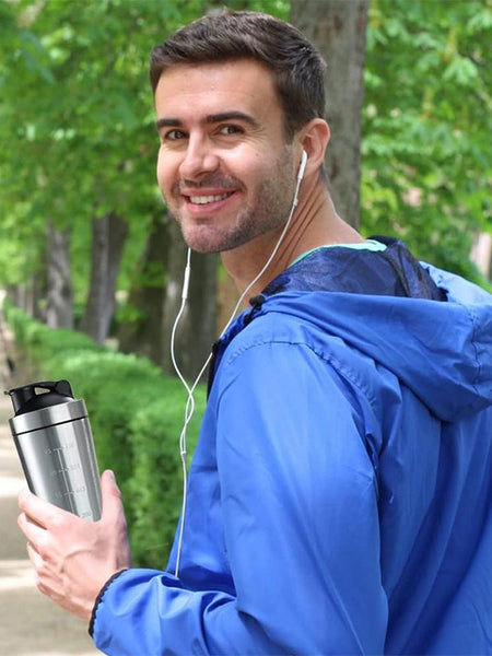 Stainless Steel Protein Shaker Bottle with Mixing Ball - Leak-Proof Gym & Sports Portable Shaker Cup