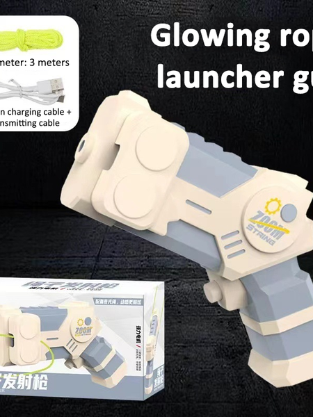 Cross-border Glow-in-the-Dark Yarn Gun Electric Rope Launcher High-Speed Rope Ejector Educational Shooting Stress-Relief Toy Drop Shipping Wholesale