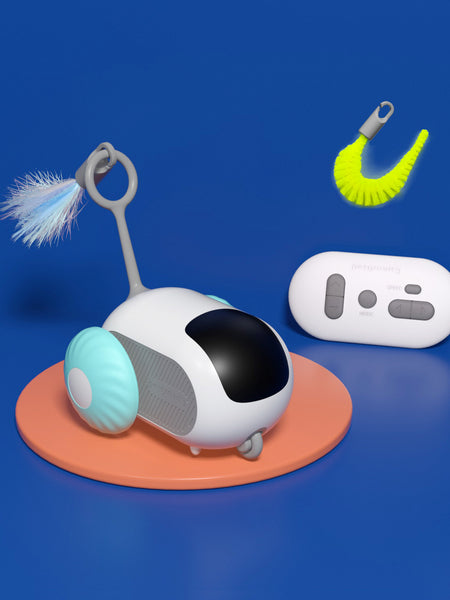 Pet Attraction Running Car Smart Toy Teaser Wand Feather Toy Autonomous Driving Mode