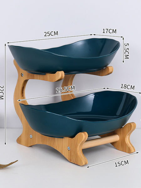 2-Tier Bamboo Fruit Stand for Kitchen, Space Saving Countertop Organizer with Ventilation to Keep Produce Fresh