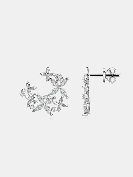 925 Sterling Silver Moissanite Lucky Clover Earrings