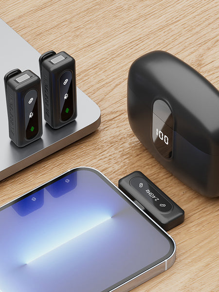 Wireless lavalier microphone J50 intelligent noise reduction digital display charging compartment digital display mini microphone