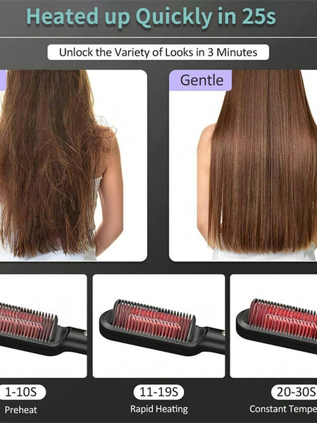 New 2 In 1 Hair Straightener Hot Comb Negative Ion Curling Tong Dual-purpose Electric Hair Brush