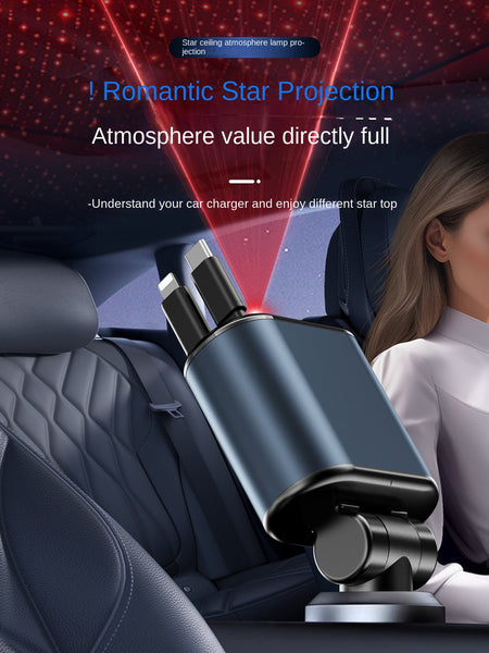 New C9 Starry Sky Fast Charging 120W Retractable Car Charger with 4-in-1 Multi-functional Digital Display