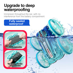 Colorful light wheel double-sided stunt amphibious remote control car watch dual control four-wheel drive power