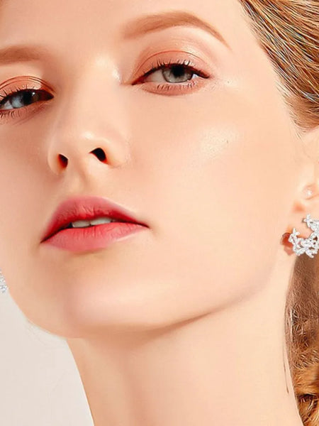 925 Sterling Silver Moissanite Lucky Clover Earrings