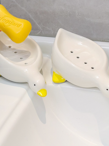 Cute little yellow duck soap box draining toilet sink new soap box