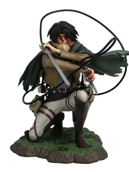 Attack on the giant army commander Liweier's figurine battle damage kneeling posture blood battle figurine anime model