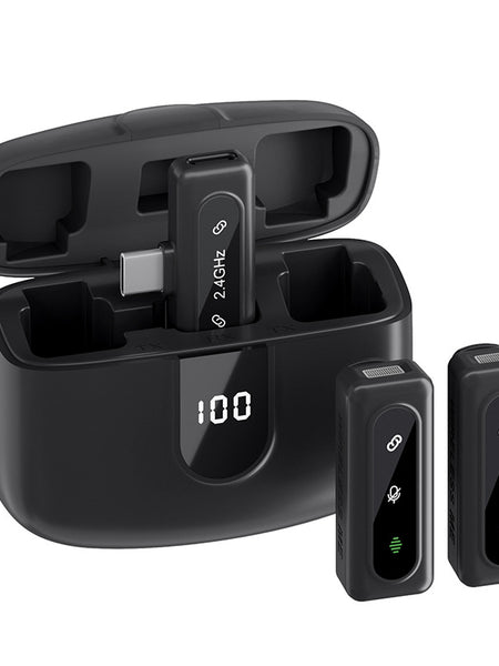 Wireless lavalier microphone J50 intelligent noise reduction digital display charging compartment digital display mini microphone