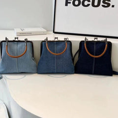 Small handbag women's handbag handmade denim splicing hand-held crossbody bag single shoulder bag small shoulder bag