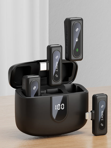 Wireless lavalier microphone J50 intelligent noise reduction digital display charging compartment digital display mini microphone