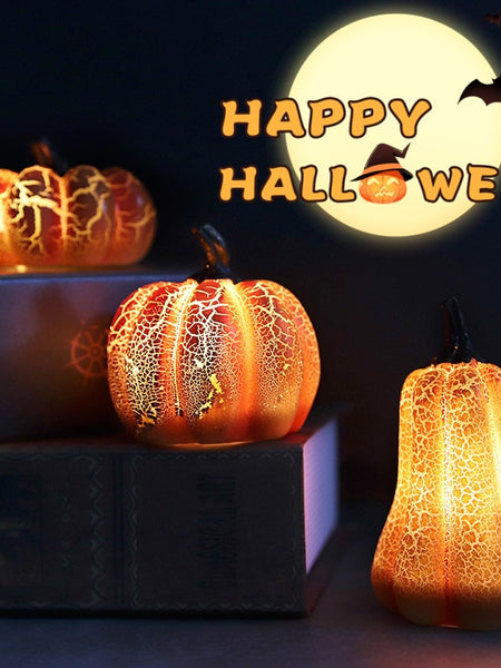 New Halloween Pumpkin Lantern Simulation Pumpkin LED Candle Lamp Resin Luminous Pumpkin