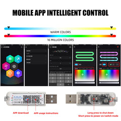 10 in 1 Car LED Acrylic Light Strip RGB Symphony Auto Interior Strip Lights Remote/APP Control Decorative Atmosphere Lamp