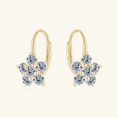 1.2 Carat 925 Sterling Silver Moissanite Flower Huggie Earrings