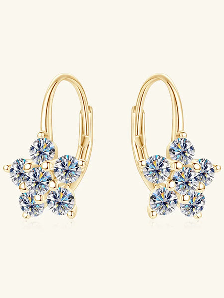 1.2 Carat 925 Sterling Silver Moissanite Flower Huggie Earrings