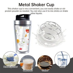 Stainless Steel Protein Shaker Bottle with Mixing Ball - Leak-Proof Gym & Sports Portable Shaker Cup