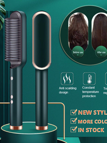 New 2 In 1 Hair Straightener Hot Comb Negative Ion Curling Tong Dual-purpose Electric Hair Brush