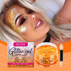 EELHOE Orange Glitter Glitter Gel Facial Body Collarbone Hair Evening Party Festive Bash Brightening Glitter