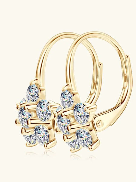 1.2 Carat 925 Sterling Silver Moissanite Flower Huggie Earrings