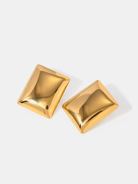 Stainless Steel Rectangular Stud Earrings