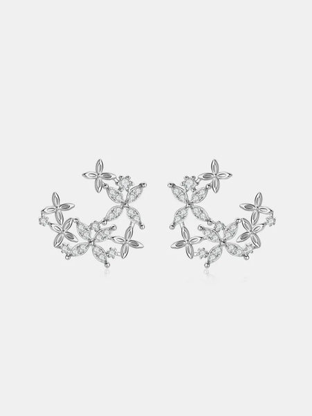 925 Sterling Silver Moissanite Lucky Clover Earrings